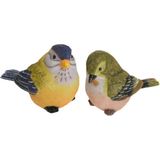 Tuin/huis decoratie beeldjes set van 2x vogeltjes - polystone - 12 cm