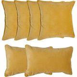 Atmosphera Bank/sierkussens Sophia - set 6x - Okergeel - polyester - met rits - In 2 formaten