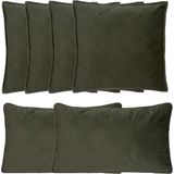 Atmosphera - Sophia - Sierkussens - Olijfgroen - Set van 6 - Polyester - Met Rits - In 2 Formaten