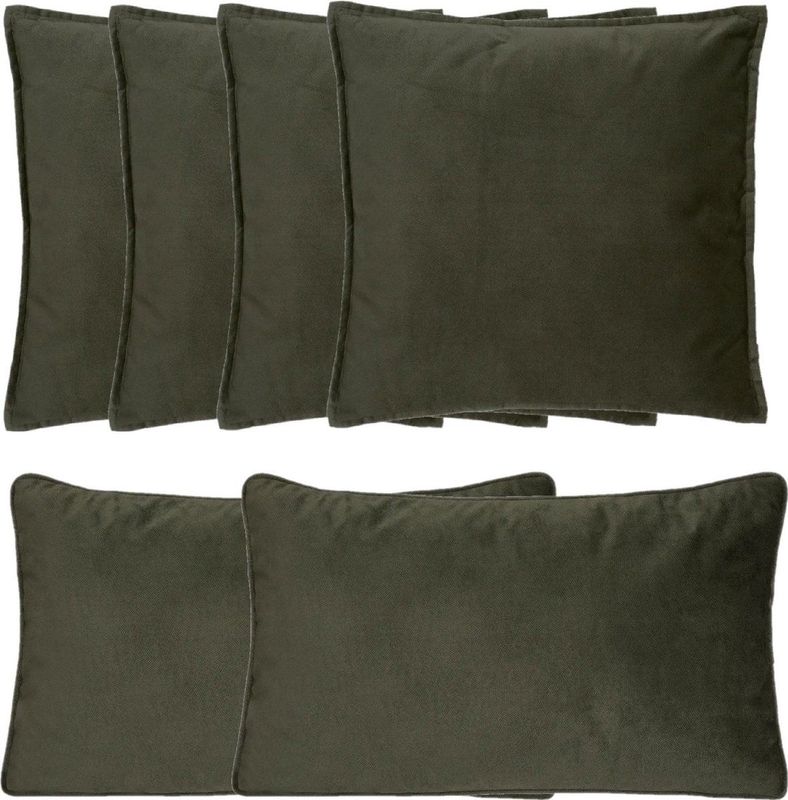 Atmosphera - Sophia - Sierkussens - Olijfgroen - Set van 6 - Polyester - Met Rits - In 2 Formaten