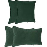Atmosphera Bank/sierkussens Sophia - set 4x - Donkergroen - polyester - met rits - In 2 formaten