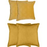 Atmosphera Bank/sierkussens Sophia - set 4x - Okergeel - polyester - met rits - In 2 formaten