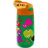 Crazy Dino lunchbox set voor kinderen - 2-delig - groen - kunststof/rvs