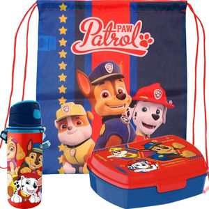 Paw Patrol lunchbox set voor kinderen - 3-delig - rood - aluminium - incl. gymtas/schooltas