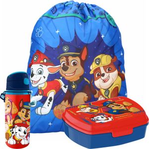 Paw Patrol lunchbox set voor kinderen - 3-delig - rood - aluminium - incl. gymtas/schooltas