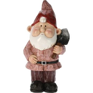 Pro Garden Tuinkabouter beeld Bobby Red - Polystone - met gereedschap - 31 cm