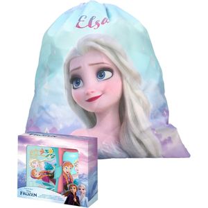 Disney Frozen lunchbox set voor kinderen - 3-delig - licht blauw - incl. gymtas/schooltas - Lunchboxen