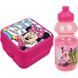 Disney Minnie Mouse lunchbox set voor kinderen - 2-delig - roze - kunststof