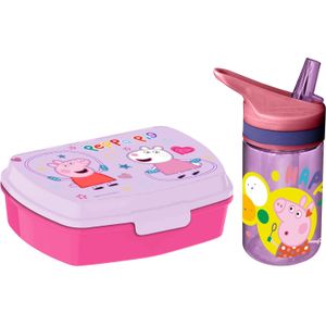 Peppa Pig lunchbox set voor kinderen - 2-delig - roze - kunststof