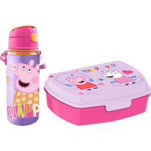 Peppa Pig Lunchbox set Voor Kinderen - 2-delig - Lila - Kunststof