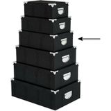 5Five Opbergdoos/box - 2x - zwart - L36 x B24.5 x H12.5 cm - Stevig karton - Crocobox