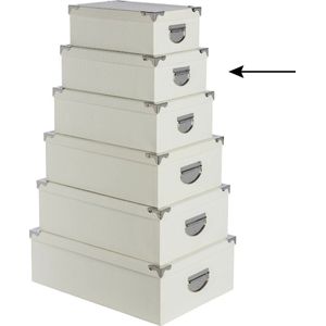 5Five Opbergdoos/box - 4x - ivoor wit - L32 x B21.5 x H12 cm - Stevig karton - Crocobox