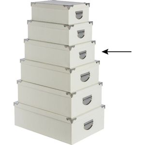 5Five Opbergdoos/box - 4x - ivoor wit - L36 x B24.5 x H12.5 cm - Stevig karton - Crocobox