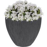 Pro Garden Plantenpot - 2x - kunststof - antraciet - 31 x 32 cm - bloempot