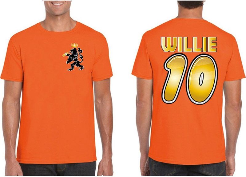 Bellatio Decorations Oranje Koningsdag t-shirt - voetbal Willie - nummer - heren