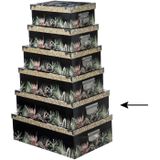 5Five Opbergdoos/box - 2x - zwart - L44 x B31 x H15 cm - Stevig karton - Junglebox