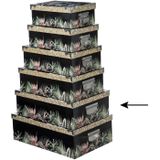 5Five Opbergdoos/box - 4x - zwart - L44 x B31 x H15 cm - Stevig karton - Junglebox