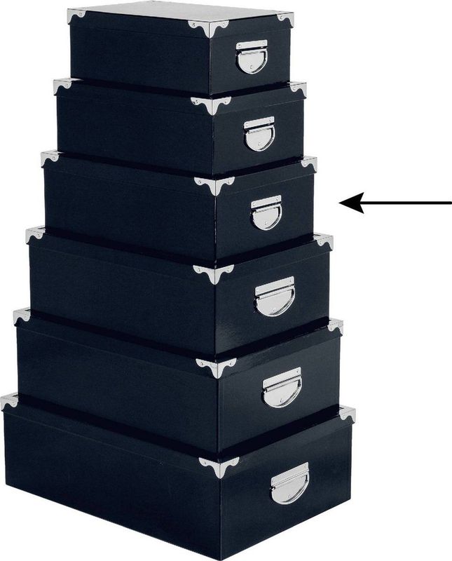 5Five Opbergdoos/box - 4x - donkerblauw - L36 x B24.5 x H12.5 cm - Stevig karton - Bluebox