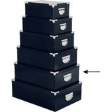 5Five Opbergdoos/box - 3x - donkerblauw - L44 x B31 x H15 cm - Stevig karton - Bluebox