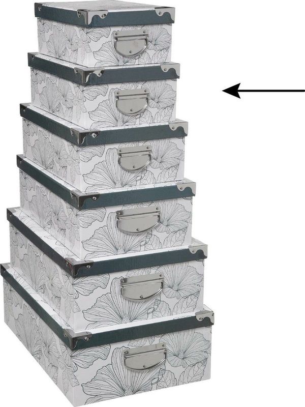 5Five Opbergdoos/box - 2x - Art-deco wit - L32 x B21.5 x H12 cm - Stevig karton - Artdecobox - Opbergbox