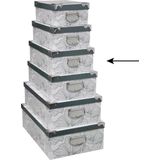 5Five Opbergdoos/box - 4x - Art-deco wit - L36 x B24.5 x H12.5 cm - Stevig karton - Artdecobox - Opbergbox