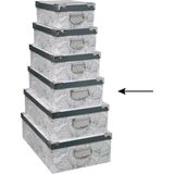 5Five Opbergdoos/box - 2x - Art-deco wit - L40 x B26.5 x H14 cm - Stevig karton - Artdecobox - Opbergbox