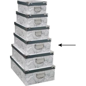 5Five Opbergdoos/box - 4x - Art-deco print wit - L40 x B26.5 x H14 cm - Stevig karton - Artdecobox