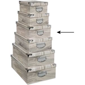 5Five Opbergdoos/box - 2x - Houtprint licht - L36 x B24.5 x H12.5 cm - Stevig karton - Treebox