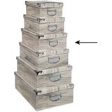 5Five Opbergdoos/box - 5x - Houtprint licht - L36 x B24.5 x H12.5 cm - Stevig karton - Treebox