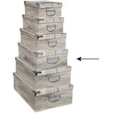 5Five Opbergdoos/box - 3x - Houtprint licht - L40 x B26.5 x H14 cm - Stevig karton - Treebox