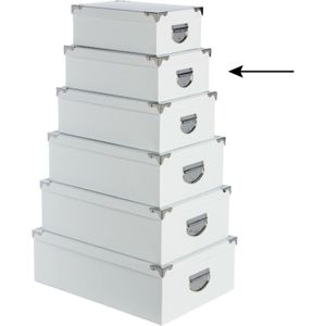 5Five Opbergdoos/box - 2x - wit - L32 x B21.5 x H12 cm - Stevig karton - Whitebox