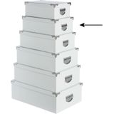 5Five Opbergdoos/box - 4x - wit - L32 x B21.5 x H12 cm - Stevig karton - Whitebox