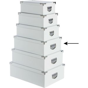 5Five Opbergdoos/box - 2x - wit - L40 x B26.5 x H14 cm - Stevig karton - Whitebox