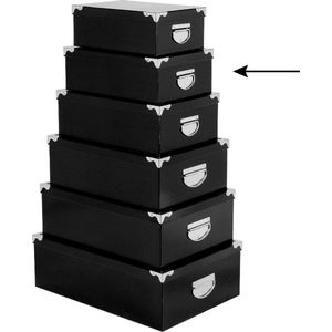 5Five Opbergdoos/box - 6x - zwart - L32 x B21.5 x H12 cm - Stevig karton - Blackbox
