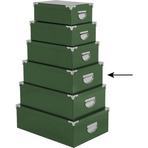 5Five Opbergdoos/box - 2x - groen - L40 x B26.5 x H14 cm - Stevig karton - Greenbox