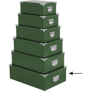 5Five Opbergdoos/box - 3x - groen - L48 x B33.5 x H16 cm - Stevig karton - Greenbox