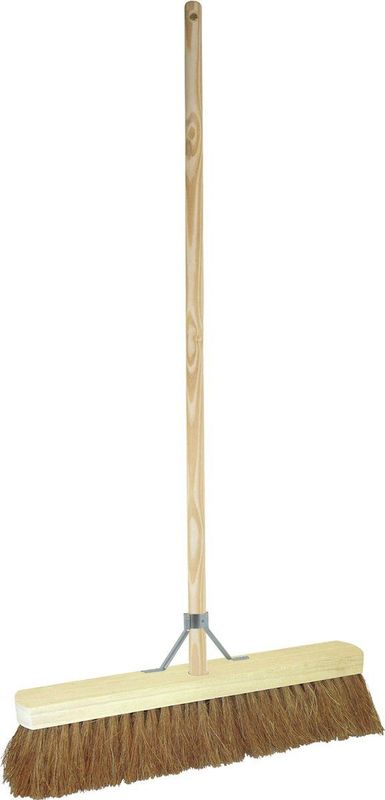 Bezems - Beige - Hout - Inclusief Stokhouder en Klem-Uiteinde