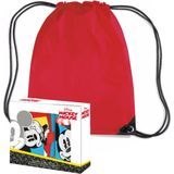 Disney Mickey Mouse lunchbox set voor kinderen - 3-delig - incl. gymtas/schooltas - rood