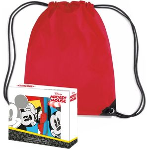 Disney Mickey Mouse lunchbox set voor kinderen - 3-delig - incl gymtas/schooltas rood