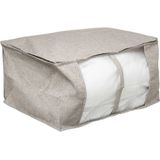 5Five Opberghoes/beschermhoes voor dekbedden/kussens - 3x - beige - 60 x 45 x 30 cm