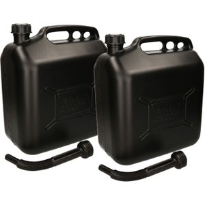 Dunlop Jerrycan / benzinetank - 2x - voor brandstof - 20 liter - zwart met trechter