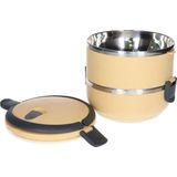 Items Stapelbare thermische lunchbox / warme maaltijd box - mosterd geel - 16 x 15 cm - Voedsel bewaarbakjes