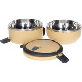 Items Stapelbare thermische lunchbox / warme maaltijd box - mosterd geel - 16 x 15 cm - Voedsel bewaarbakjes