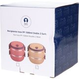 Items Stapelbare thermische lunchbox / warme maaltijd box - mosterd geel - 16 x 15 cm - Voedsel bewaarbakjes