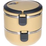 Items Stapelbare thermische lunchbox / warme maaltijd box - mosterd geel - 16 x 15 cm - Voedsel bewaarbakjes