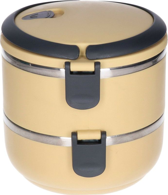 Items Stapelbare thermische lunchbox / warme maaltijd box - mosterd geel - 16 x 15 cm - Voedsel bewaarbakjes