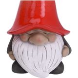 Pro Garden Tuinkabouter beeld Grumpy - Polystone - met grote muts rood - 32 cm