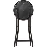 5Five Bijzet krukje/stoel - 2x - Opvouwbaar - zwart fluweel - 29 x 45 cm