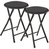 5Five Bijzet krukje/stoel - 4x - Opvouwbaar - zwart fluweel - 29 x 45 cm