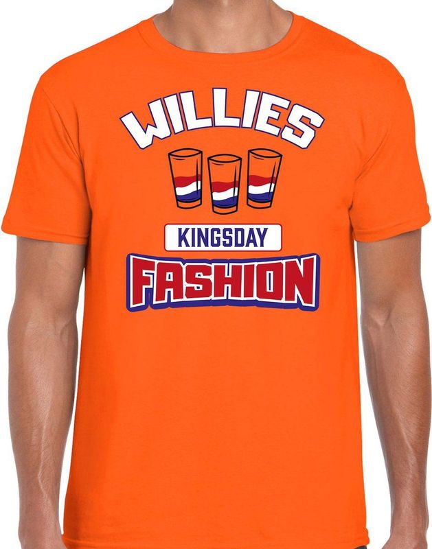 Bellatio Decorations Oranje Koningsdag t-shirt - Willies Kingsday shotjes - heren